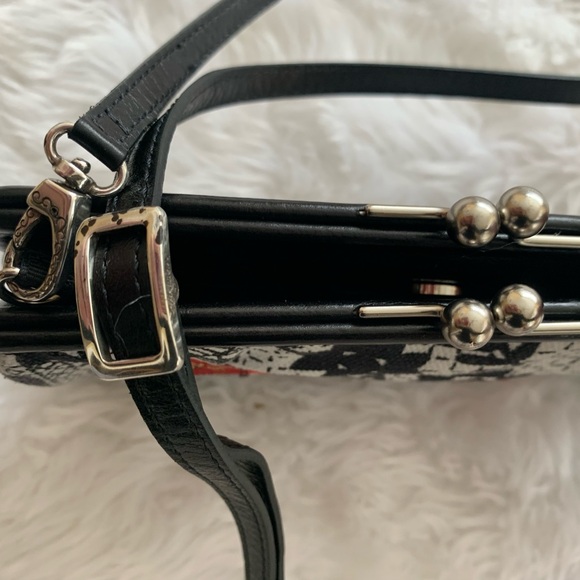 BRIGHTON Vintage black/white Embroidered floral crossbody bag VGUC++ - Picture 12 of 12